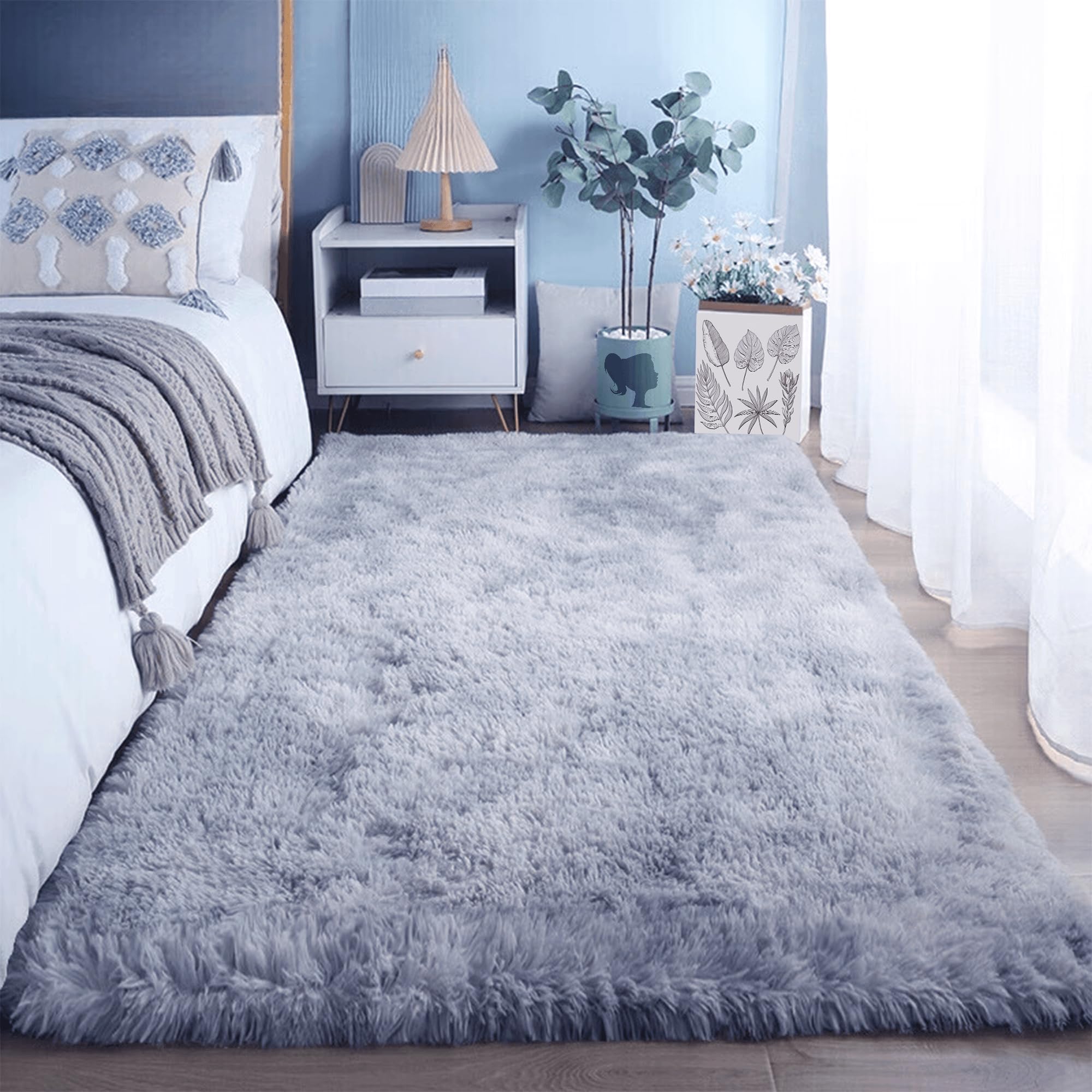 Alfombra Salón 130 x 180 cm Parte Inferior Lavable Alfombras Salon Grande Diseño Moderno Adecuado para Salón Dormitorio, Gris Claro