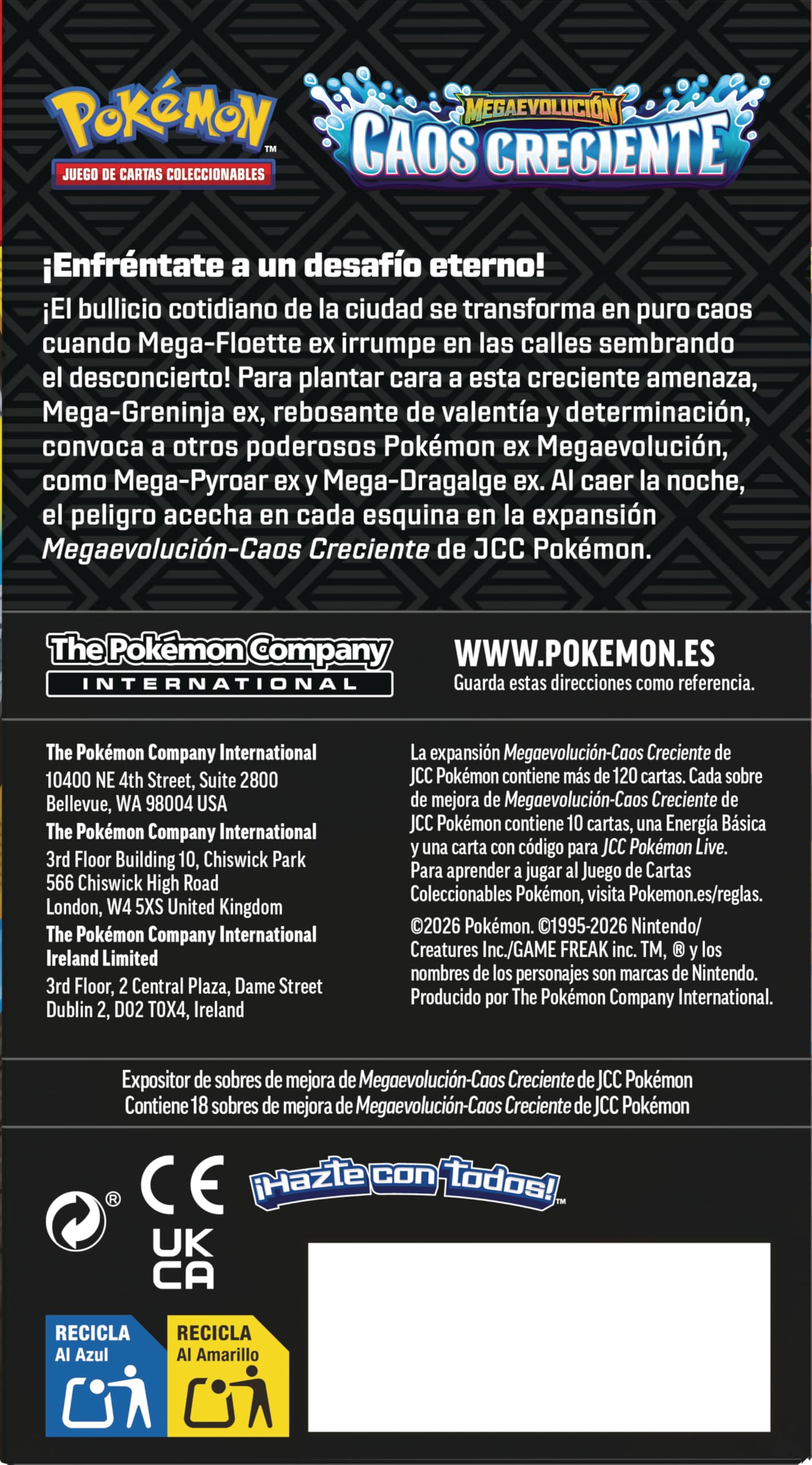 Pokémon: Expositor de Sobres de Mejora de Megaevolución-Caos Creciente (18 Sobres de Mejora)