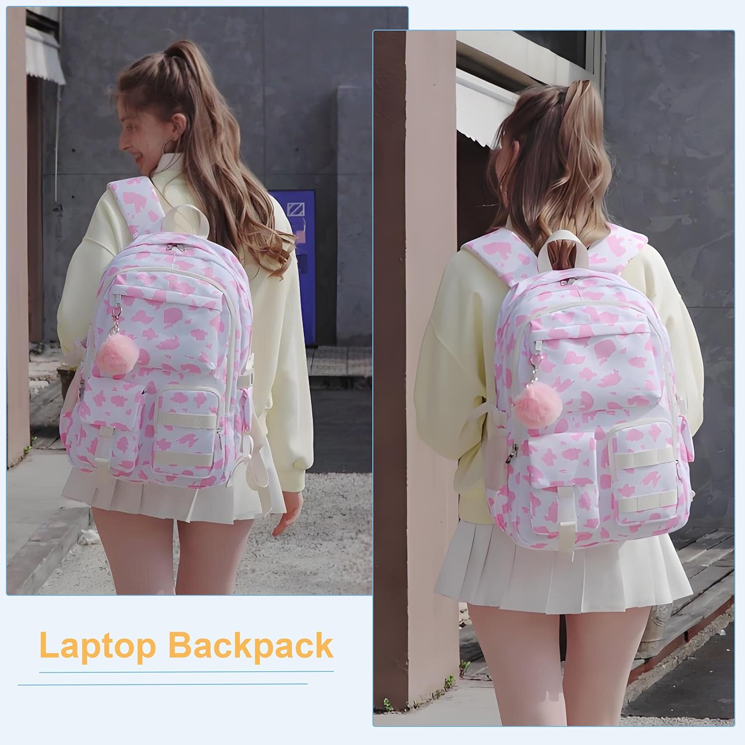 Hidds Backpack for Girls College School Backpacks Kids Bookbag School Bag Travel Laptop Daypack Teens Women (Pink) - Image 2