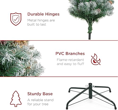 Miniatura 6 de Best Choice Products Árbol de Navidad predecorado de 4.5 pies para el hogar, oficina, decoración de fiesta con 450 puntas de ramas de PVC, diseño