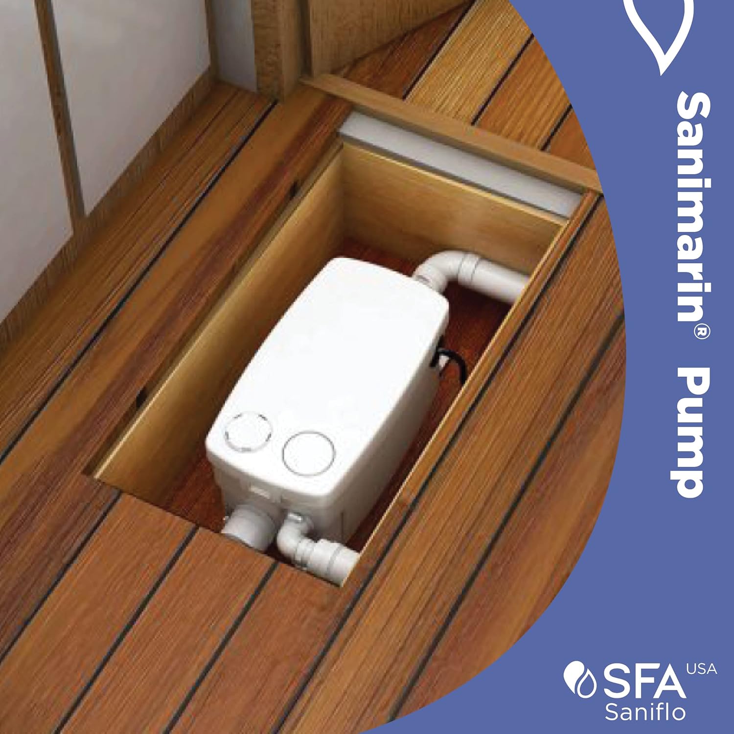 SFA SANIFLO - Sanimarin Pump - Compact Electric Marine Drain Pump - Efficient Gray Water Management - Two Low Inlets - Integrated Active Carbon Filter - 12 Volt - 12 Lbs - Made In France