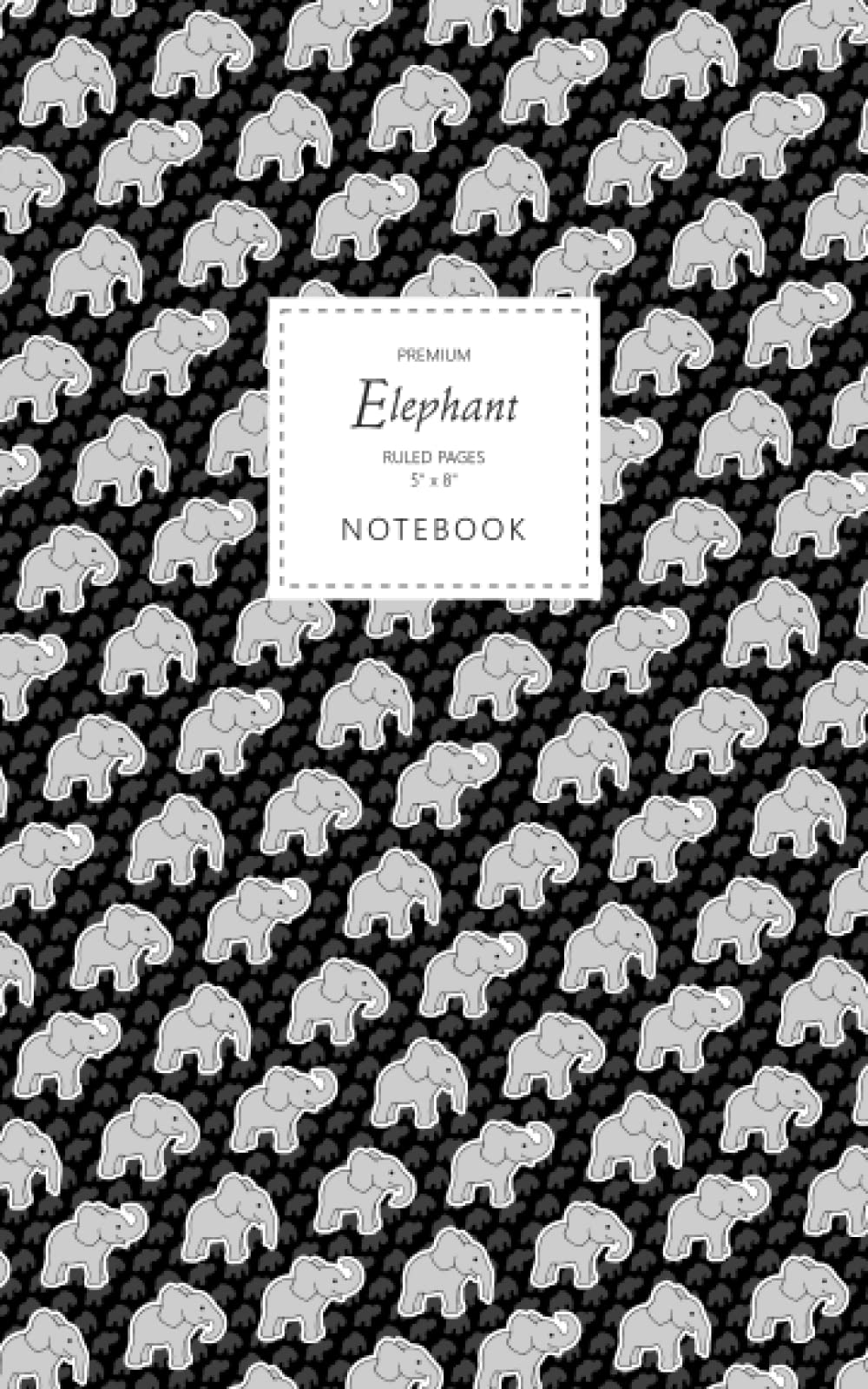Elephant Notebook - Ruled Pages - 5x8 - Premium: (Black Edition) Fun notebook 96 ruled/lined pages (5x8 inches / 12.7x20.3cm / Junior Legal Pad / Nearly A5)