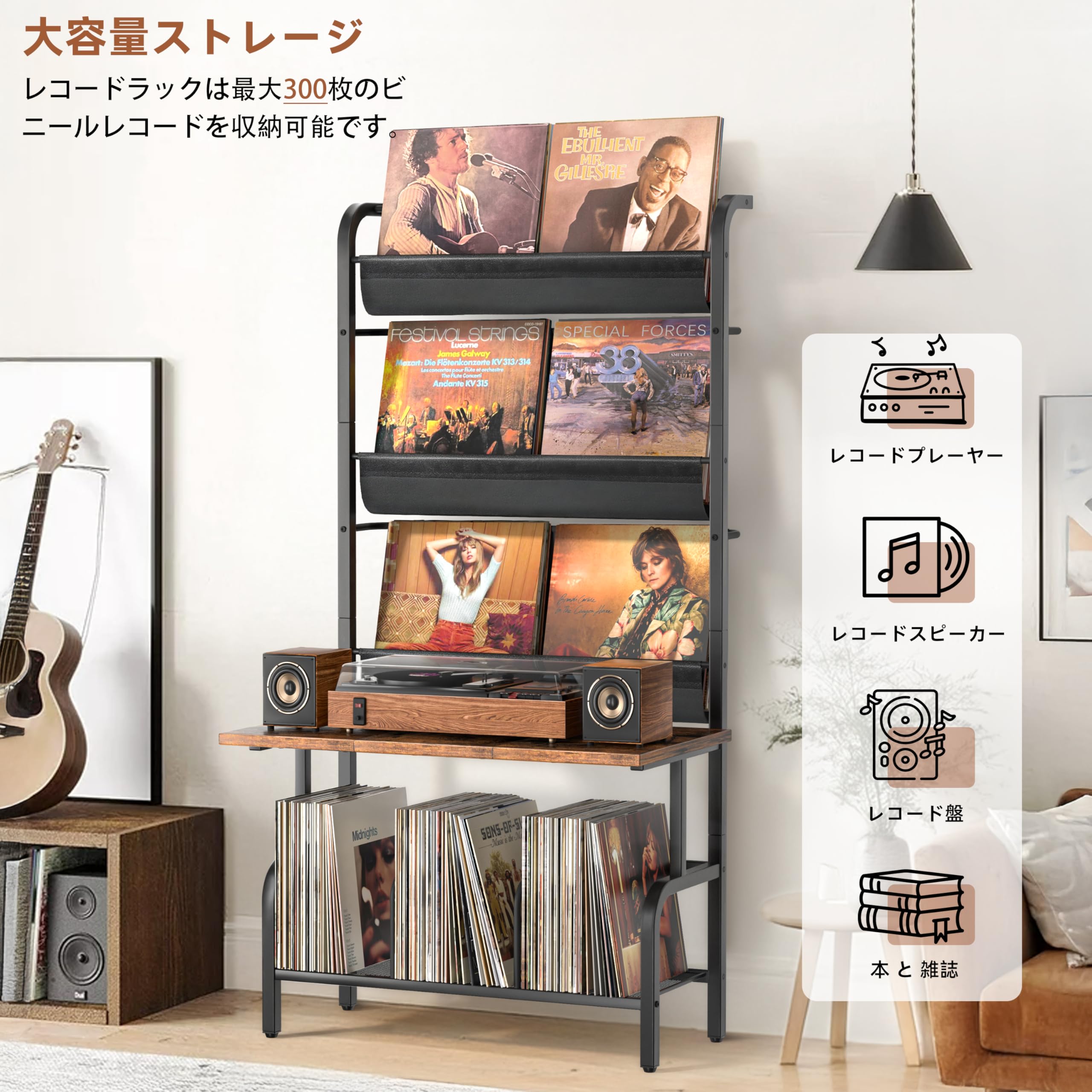 Amazon.co.jp: VINAEMO レコードラック、レコード棚、レコード 収納