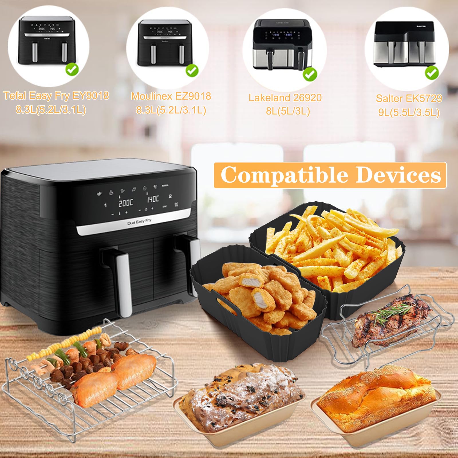 Stampo In Silicone Per Friggitrice Ad Aria Dual YJDM - Compatibile Tefal, Moulinex, Cecotec, DMS