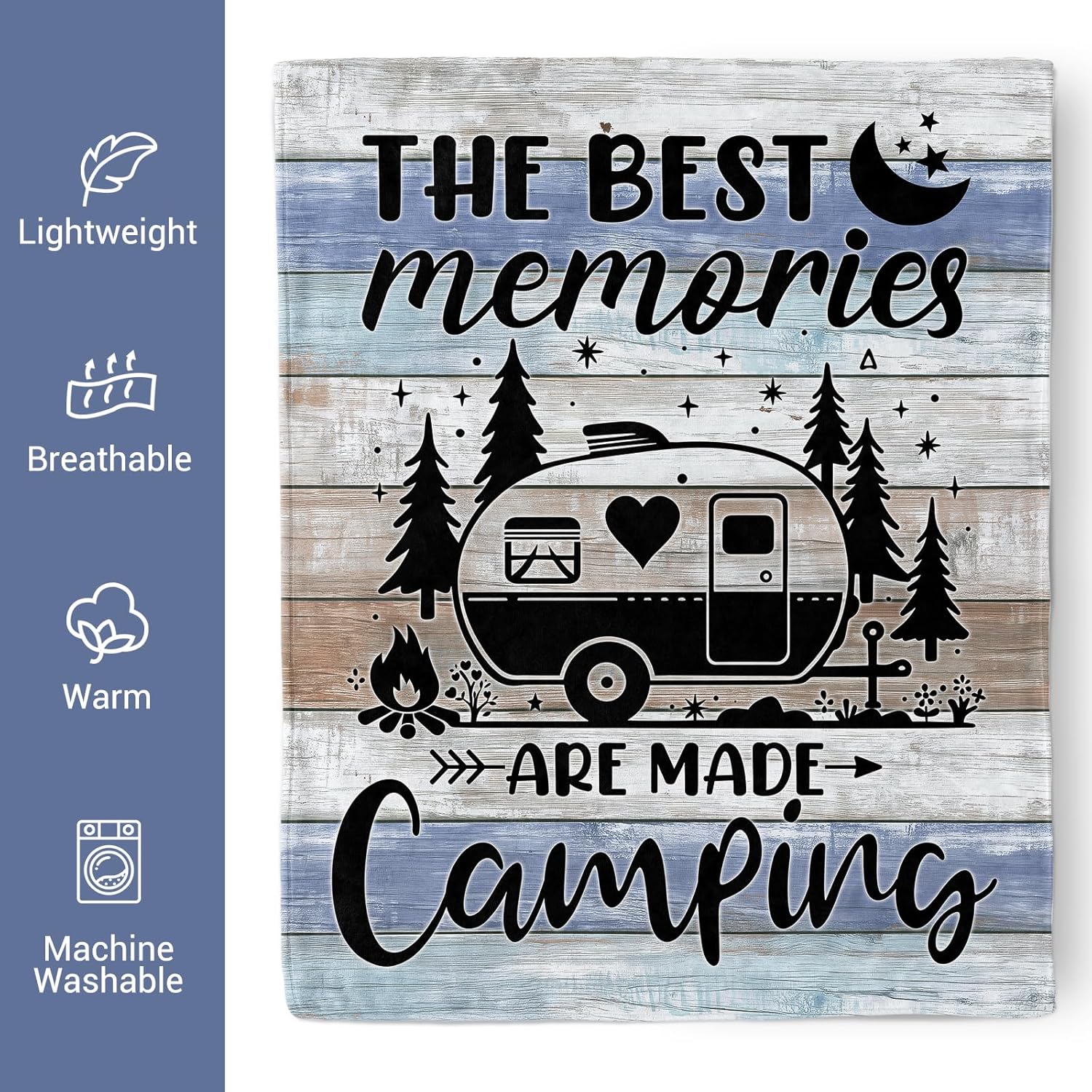 Camping Gifts for Women Men, Camping Blanket, Camper Decor, Camping Essentials Soft Throw Blanket for Couch Bed Sofa 60" X 50" - Image 4