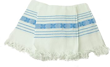 Set of 3 Authentic Mexican Woven Cloth Napkins servilletas mexicanas 100% Cotton for Tortilla Warmer Tortillero, Dish Towels secadores, Placemats, Fiesta Party Decoration Blue