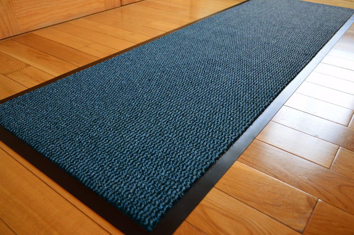 DIRT TRAPPER SMALL MEDIUM LARGE DOORMAT BLUE / BLACK ABSORBENT BATHMATS NON SLIP HEAVY DUTY RUG INSIDE OUTSIDE WATERPROOF BARRIER MAT DOOR OFFICE FLOOR KITCHEN RUNNER UTILITY CARPET (60 X 90 CMS) — image 1