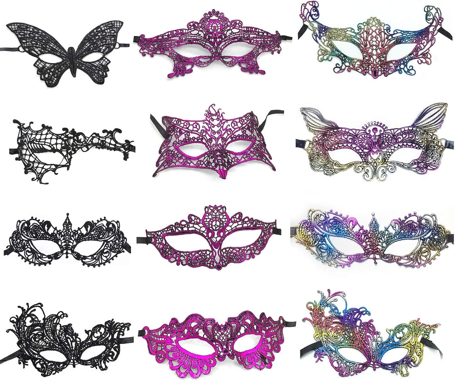 12 Pcs Lace Masquerade Mask Women Venetian Masks for Holiday Parties Prom Ball Halloween Mardi Gras Venetian Costume Accessory, Build Intrigue Around Your Hidden Identity