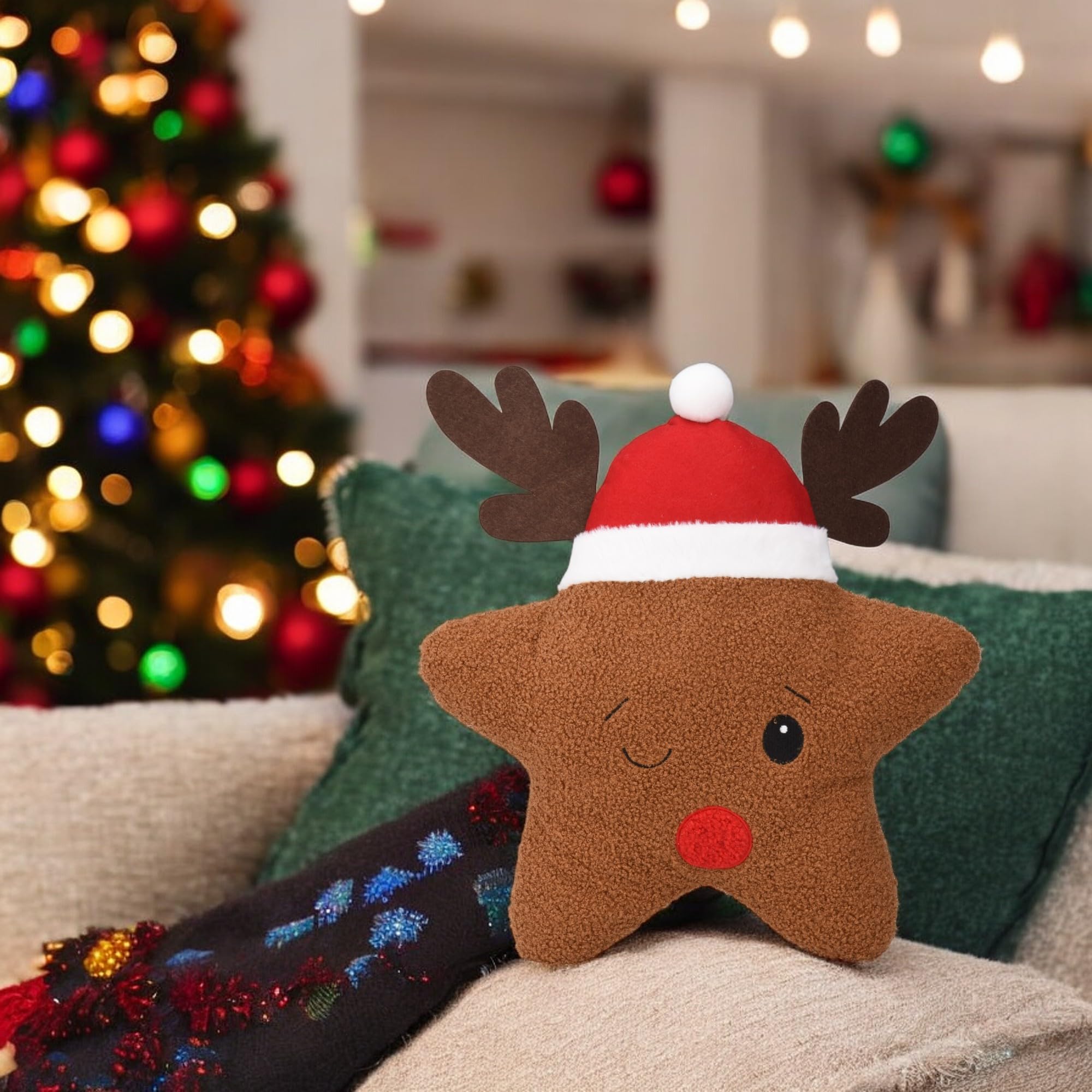 Hängedeko Holz Dunkelbraun Hirsch Tannenbaum Stern Produktbild-Vorschau 5
