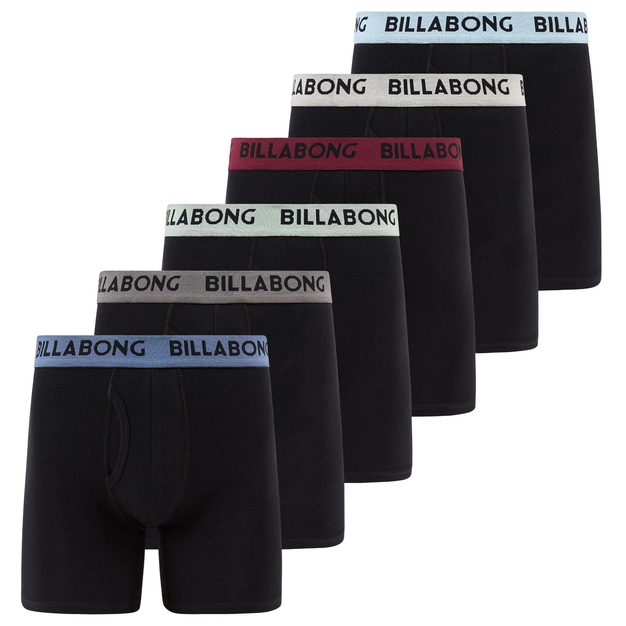 billabong mens underwear 6 pack boxer briefs for men - cotton stretch, tagless, breathable