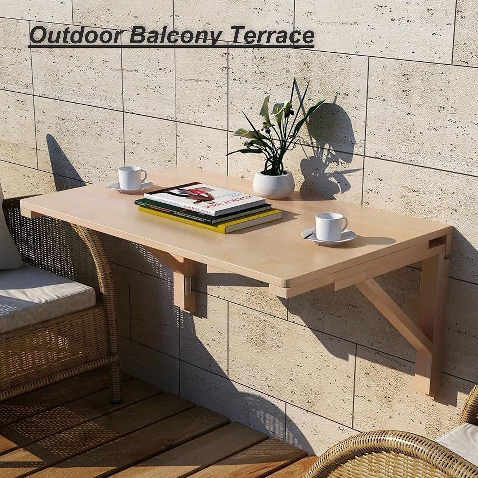 LEAF　フォールディングテーブル　100×50　BE/WAL Wall Mounted Folding Dining Table, Drop Leaf Tables for