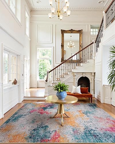 Miniatura 7 de Beeiva Alfombra abstracta grande para sala de estar, de 8 x 10 pies, moderna, lavable, antideslizante, ultra fina, plegable, ligera, de pelo corto,