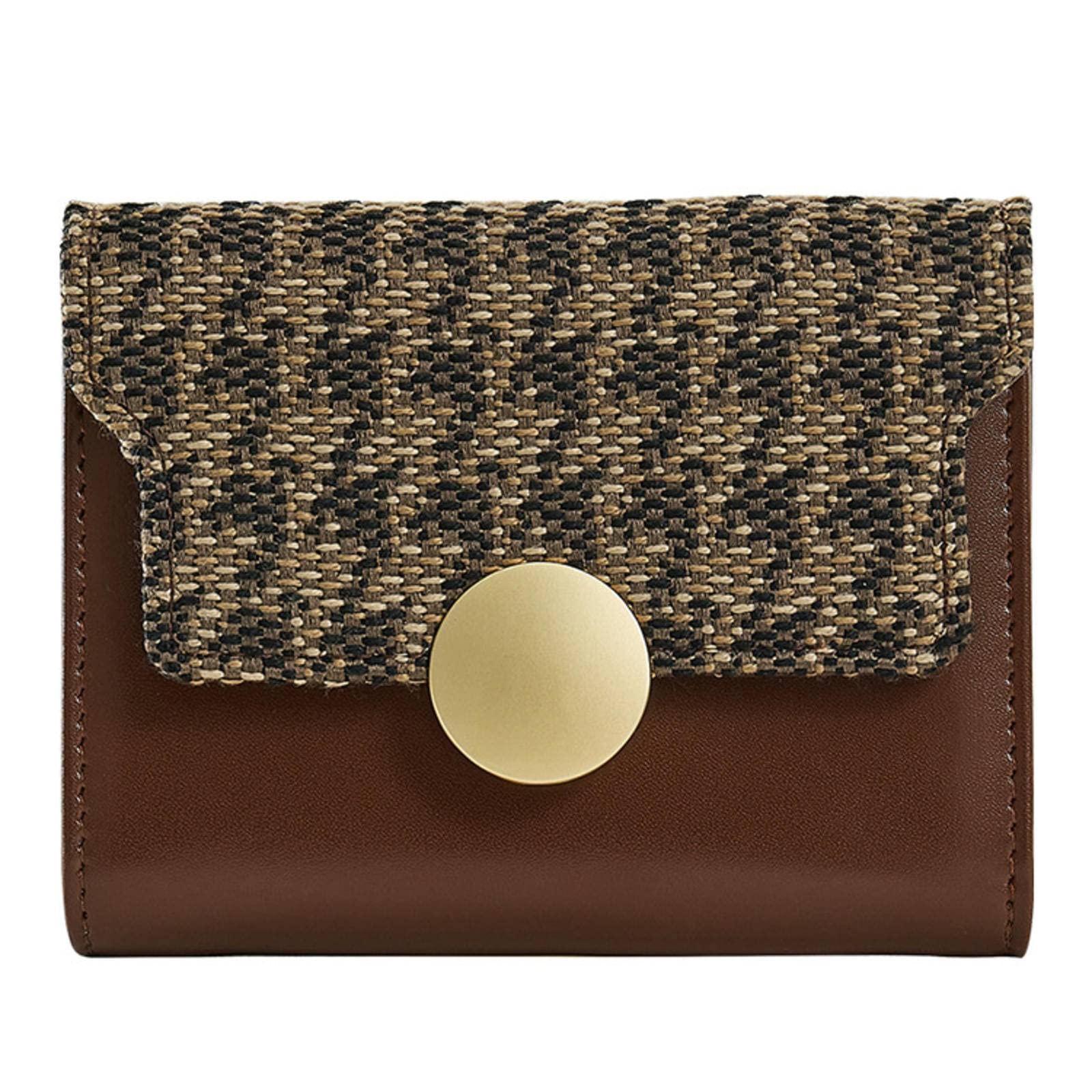 New special-interest design houndstooth short stitching wallet ladies