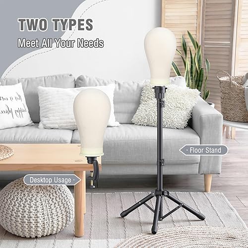 Miniatura 2 de Relx Soporte de peluca reforzado con cabeza de maniquí - Soporte de cabeza de peluca ajustable con cabeza para pelucas - Juego de cabeza de maniquí