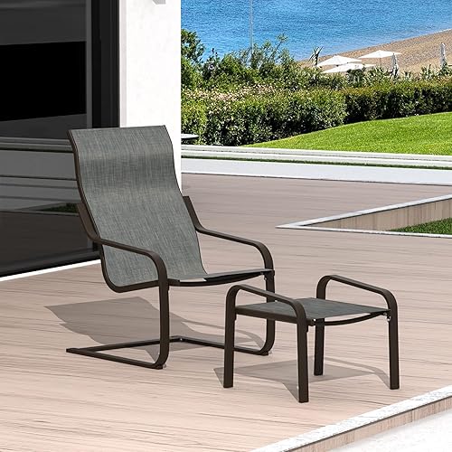 Miniatura 1 de Domi - Juego de 5 sillas C Spring Motion para patio al aire libre, sillón de conversación para todo tipo de clima con otomana y textil de secado