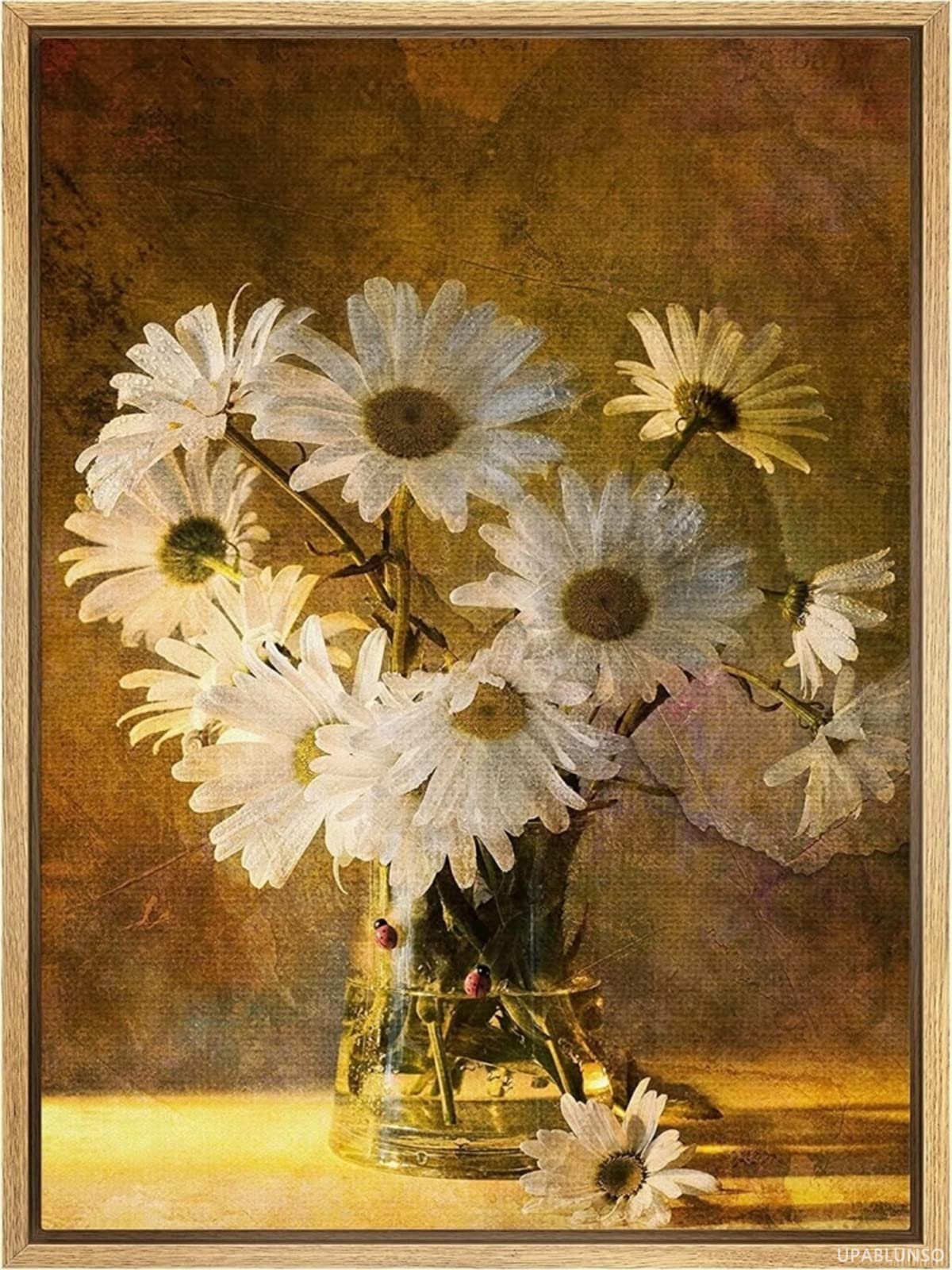 Flowers Glass Vase White Daisy Sunshine 5D Diamond Painting Kits, Diamond Painting for Beginners DIY Embroidery Rhinestone Paste Art Craft Gift for Home Decor Living Room Decor Gift 12x16 inch