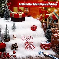 Vista 3 de Jetec 4 piezas de piel sintética blanca de 10 x 20 pulgadas, cuadrados de tela de piel sintética navideña esponjosa, parches de tela de Halloween