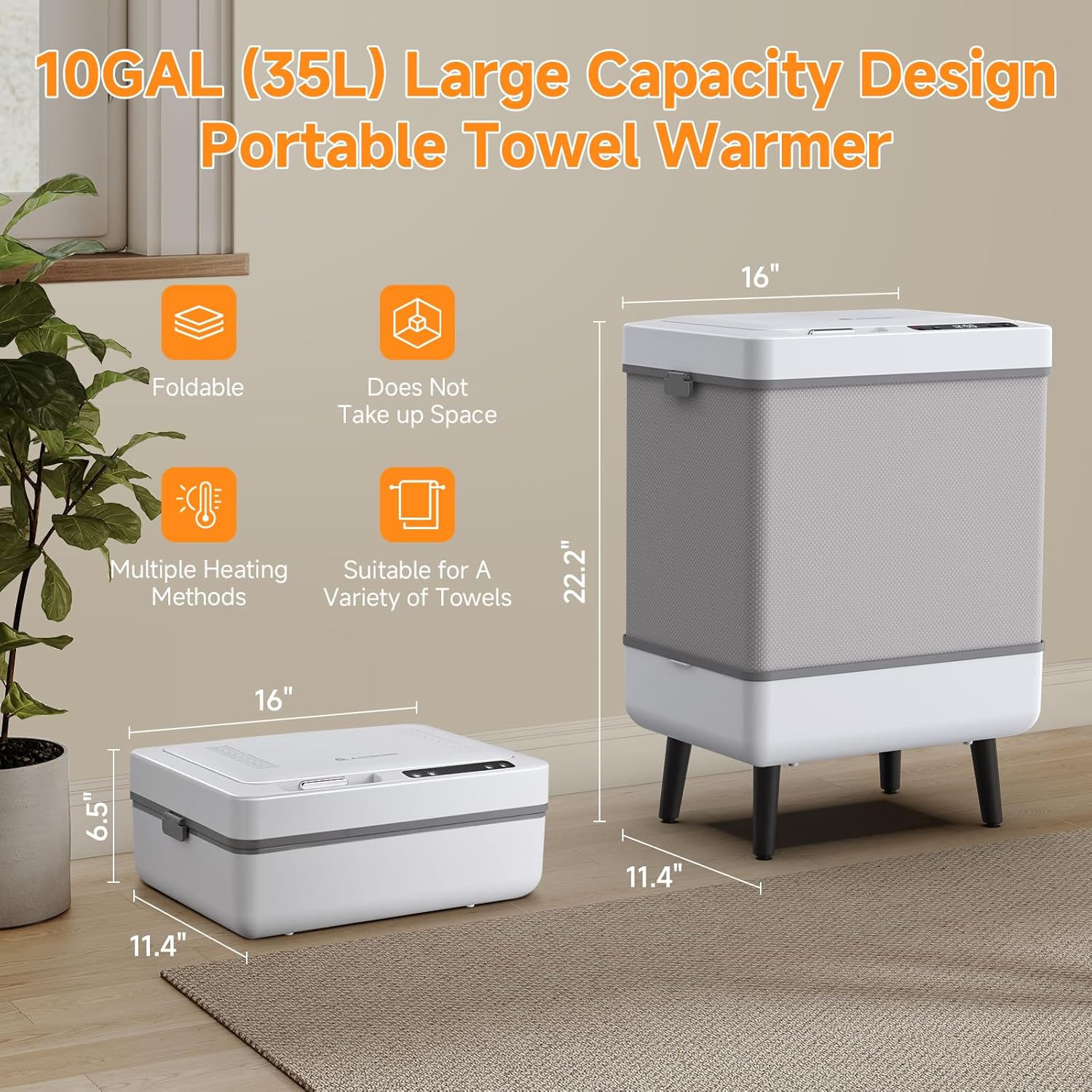 AAOBOSI Towel Warmer,4 in 1 Heating-Drying-Delaying-Foldable 35L Quick Heating Towel Warmers Portable Towel Heater Dryer for Bathrooms,Spas,12 Level Timer&Auto Shut Off,Great Gift for Loved Ones