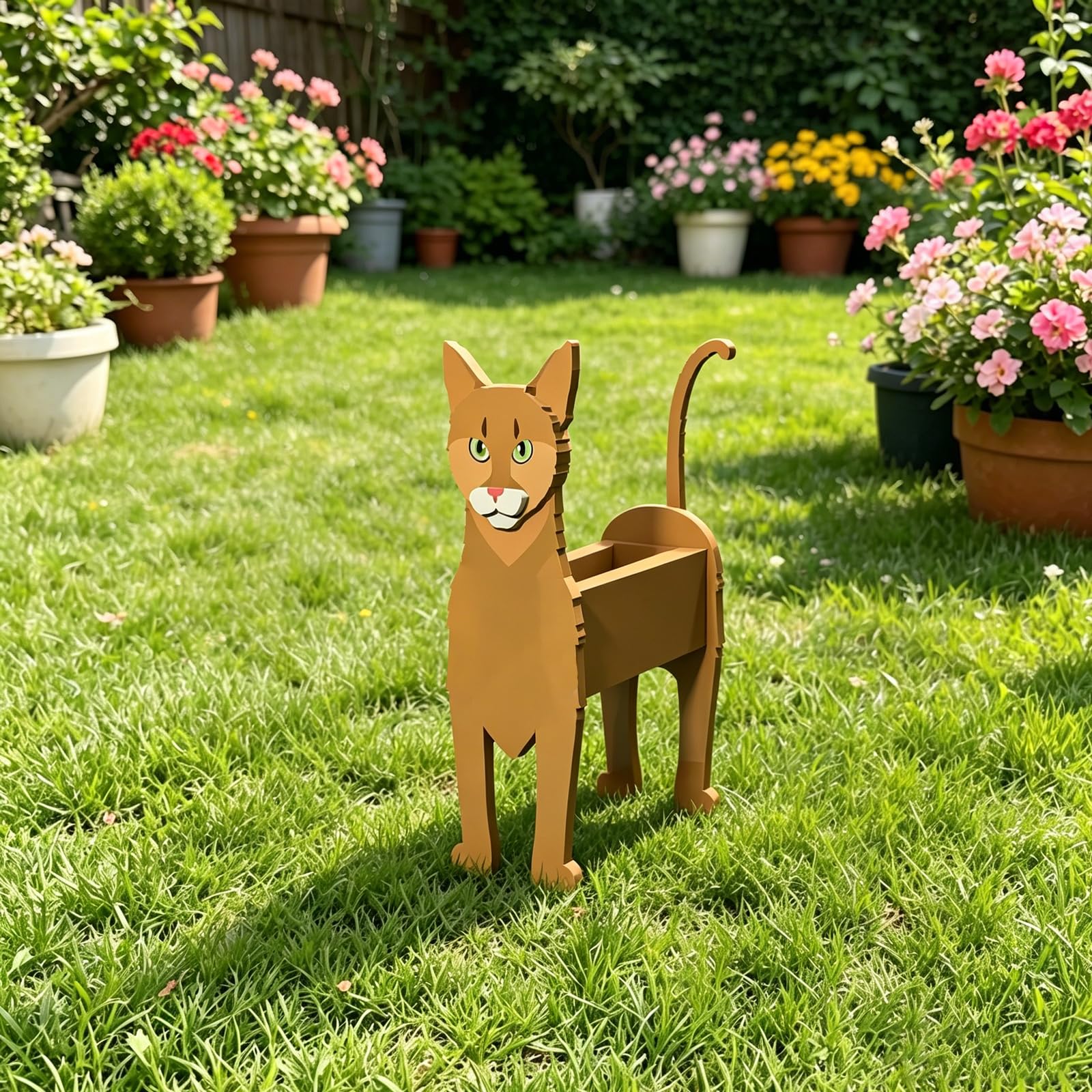 Hiiaodecor Pekingese Pet Dog Animal Bonsai Holder Cute Shape Art Plant Storage Pot Villa Garden Indoor Outdoor Office Decor Ornaments 43 * 25cm/16.93 * 9.84in