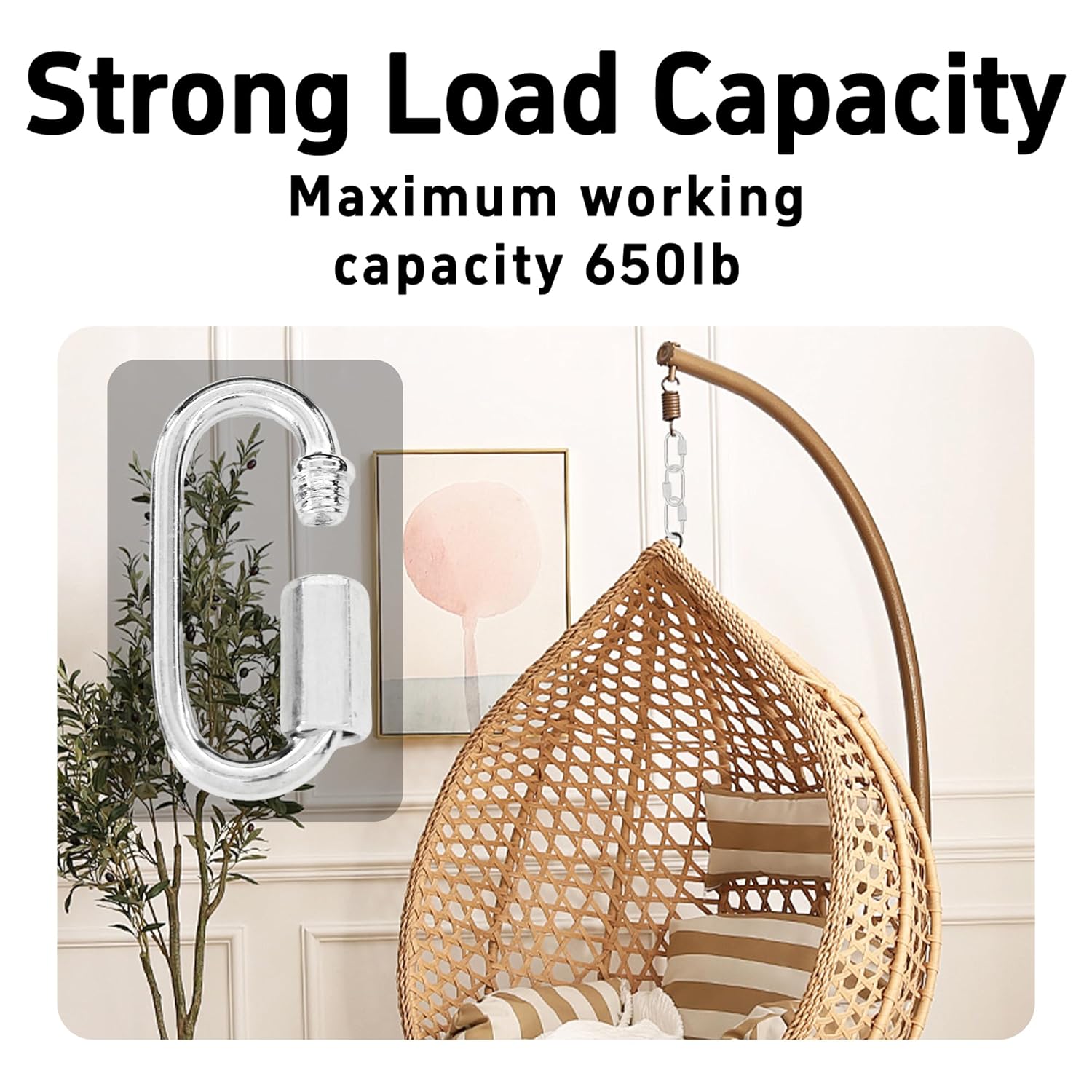 12Pcs M5 Quick Link Chain, 3/16 Inch Metal Locking Quick Links, D Shape Connectors, Heavy Duty Carabiner Clips for Camping Hiking Hammocks Towing-650lb Capacity - Image 5