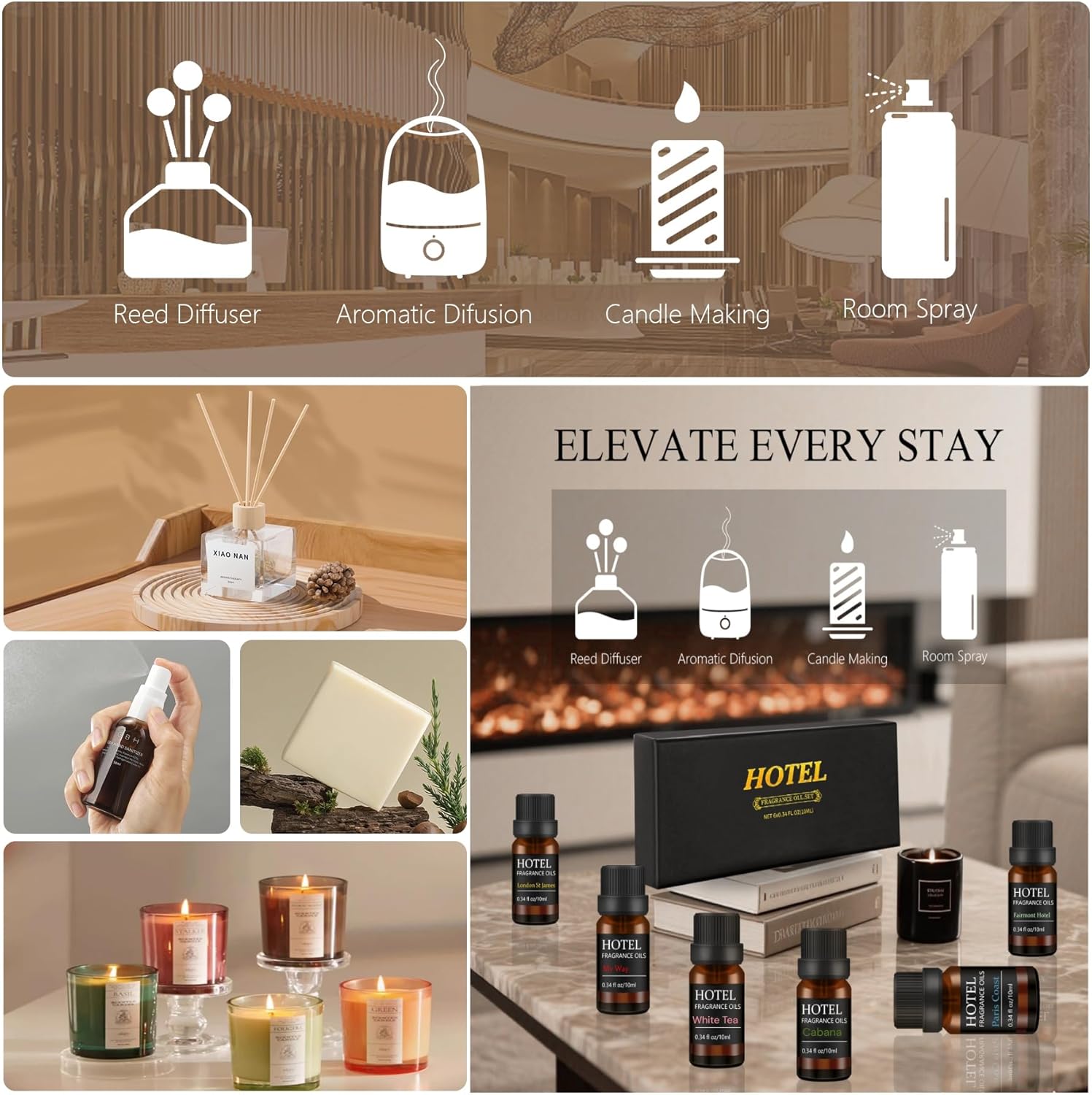 Hotel Collection Luxury Scent for Diffuser Oils Set Inspired by The My Way 、Westin White Tea、Ritz Carlton Hotel Scent - Image 4