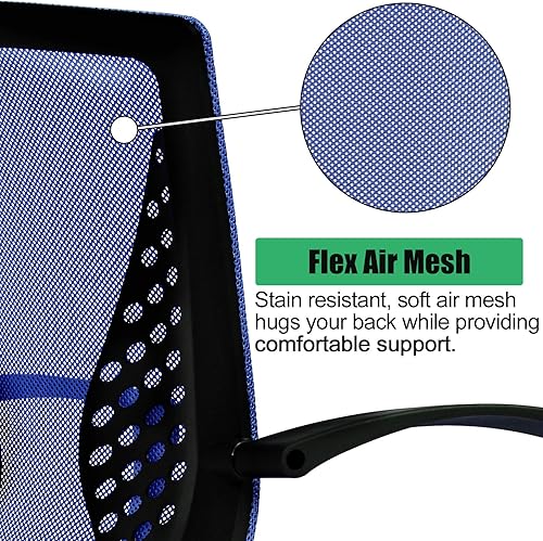 Miniatura 4 de Silla ergonómica de oficina, silla de escritorio para computadora, silla de malla con respaldo medio con soporte lumbar y reposabrazos, silla