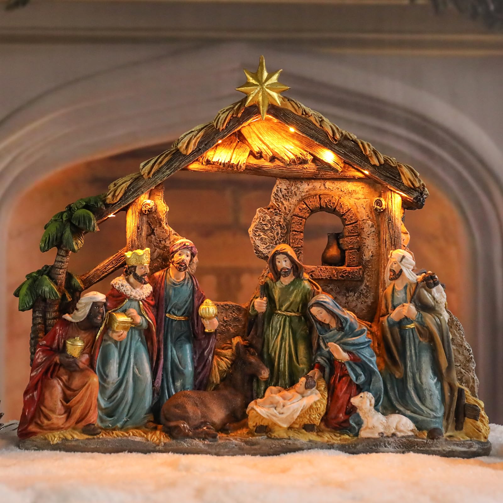 Crèche de Noël Vipush lumineuse et musicale pour décoration extérieure de maison
