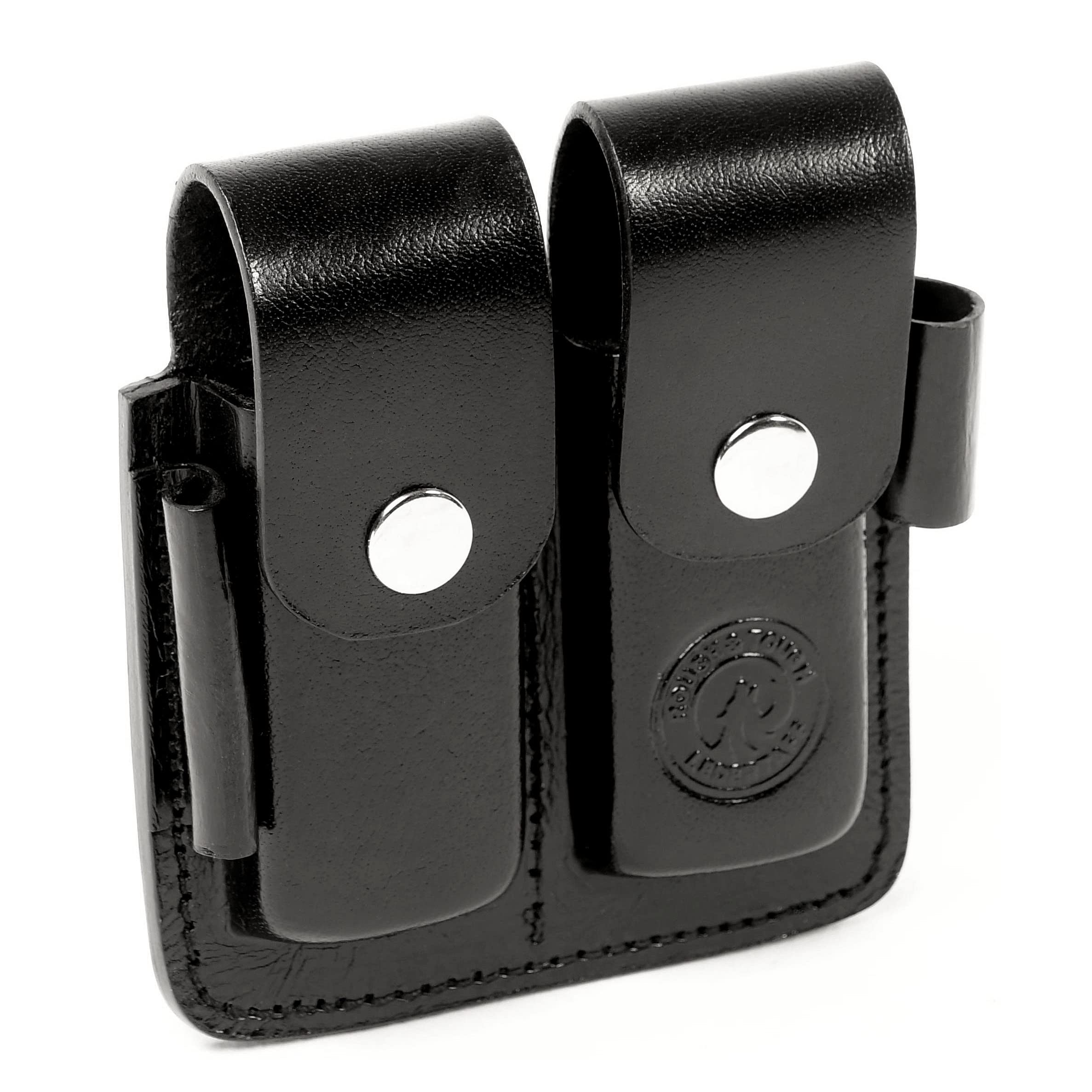 Lederholster für Leatherman und andere Multitools zum Tragen am Gürtel, Platz für Bit Kit und Extender, braun/schwarz, klein für Wave, groß für Mut