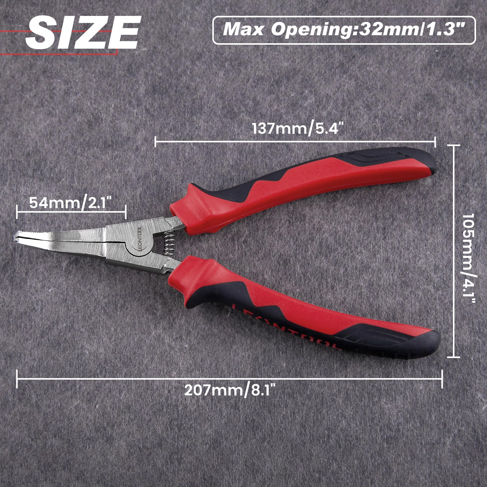 LEONTOOL 8 Inches Lock Ring Pliers Flat Snap Ring Pliers Bent Nose Reverse Pliers with Hole Special Circlip Pliers Retaining Ring Pliers C-Clip Pliers Spreader Pliers for Transmission Transfer Cases - Image 4