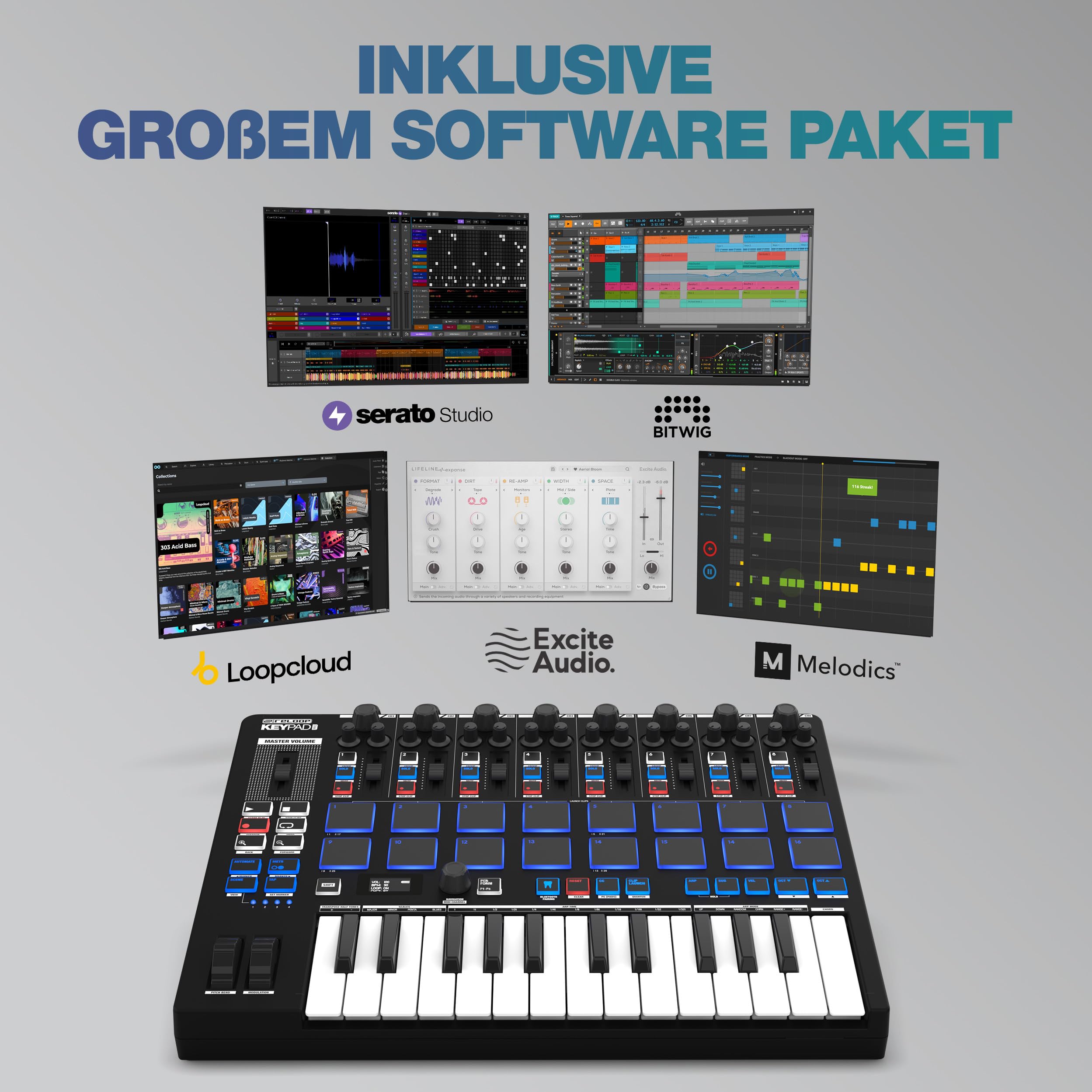Reloop Keypad Pro - Workstation DAW compatta con MIDI wireless