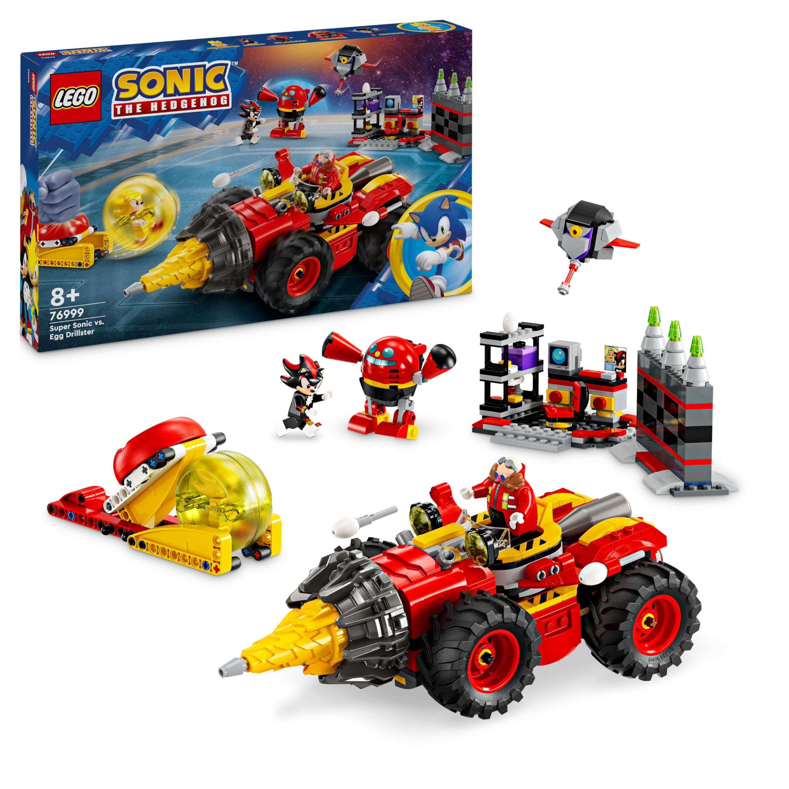 Lego Sonic The Hedgehog Super Sonic Vs. Egg Drillster, Giocattolo Da Collezione Dal Videogioco Con 7 Personaggi E Veicolo Da Costruire, Giochi Per Bambini E Bambine Da 8 Anni, Regalo Da Gamer 76999-image