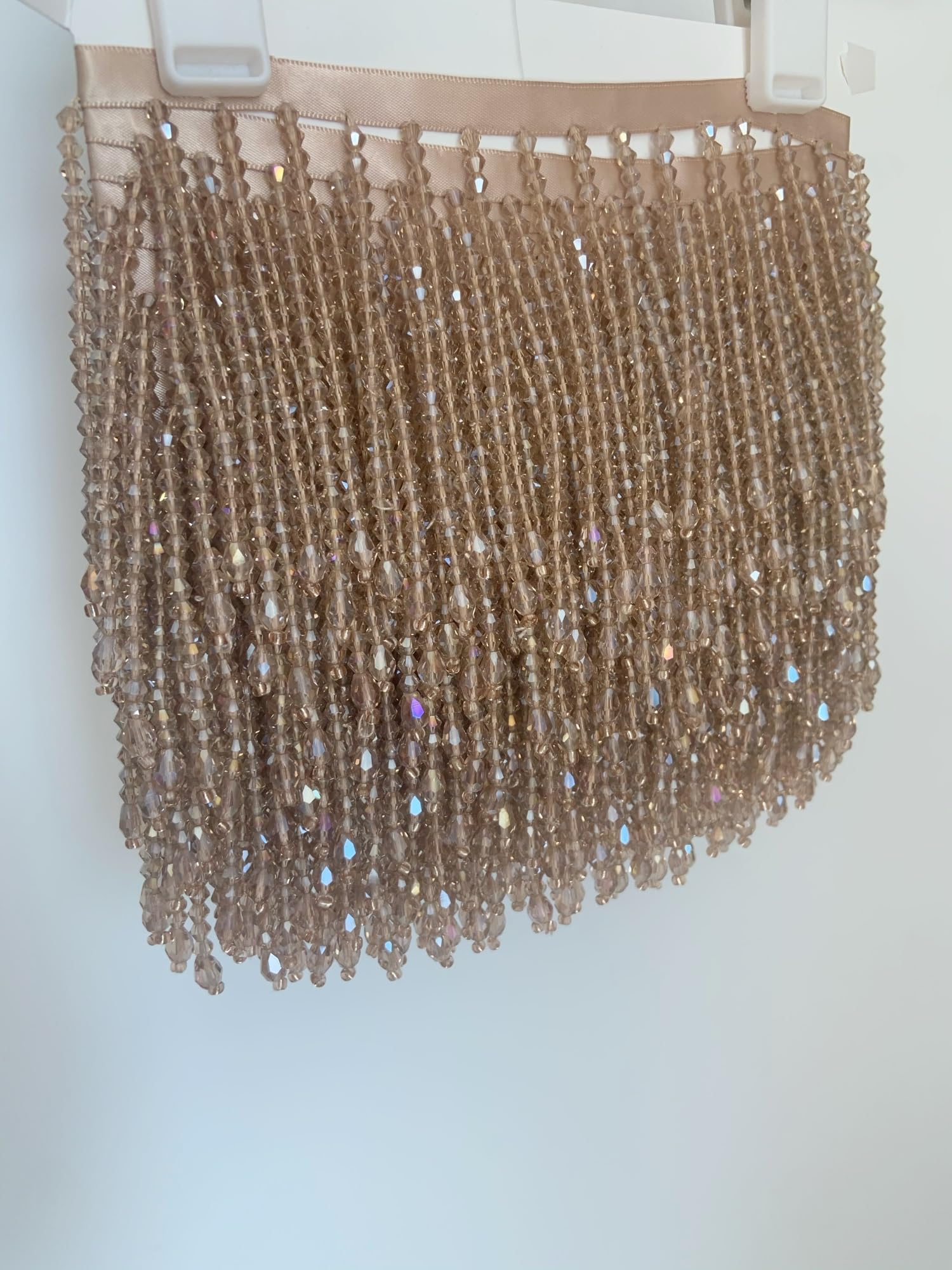 Fransenborte 1 Yard 3,9 Zoll Kristallperlen-Fransenbesatz for Couture-Tanzkostüme, glitzernde Tan-Braun-Kristallquaste for lateinamerikanische Kleidung, Tanzkleidung