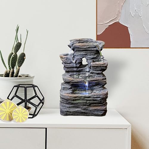 Vista 59 de Ferrisland Tabletop Water Fountain, Zen Meditation Indoor Waterfall Fountain, Heart Shape Decoration with LED Light for Home Office Bedroom