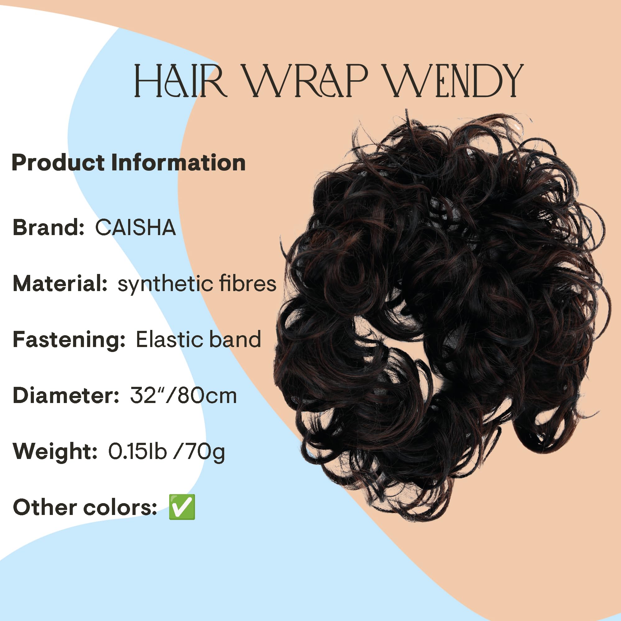 CAISHA XXL Posticcio Capelli Elastici Acconciature Da Sposa Voluminoso Riccio Chignon Marrone Nero Mix HW37
