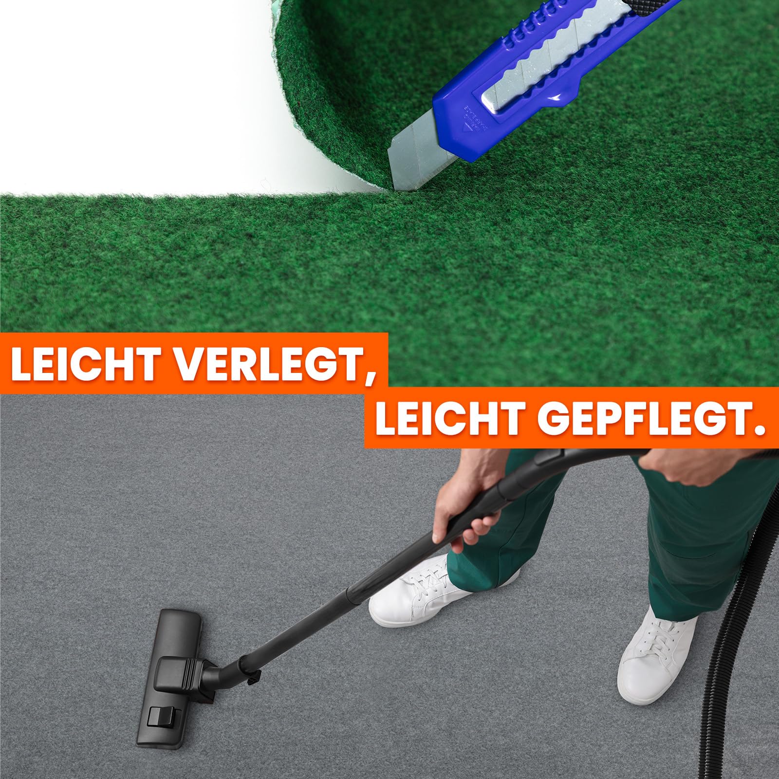 Midori Rasenteppich | Balkonteppich 133 x 500 cm in Grün | Robuster & witterungsbeständiger Kunstrasen-Teppich mit Drainage-Noppen für Balkon Terrasse Outdoor