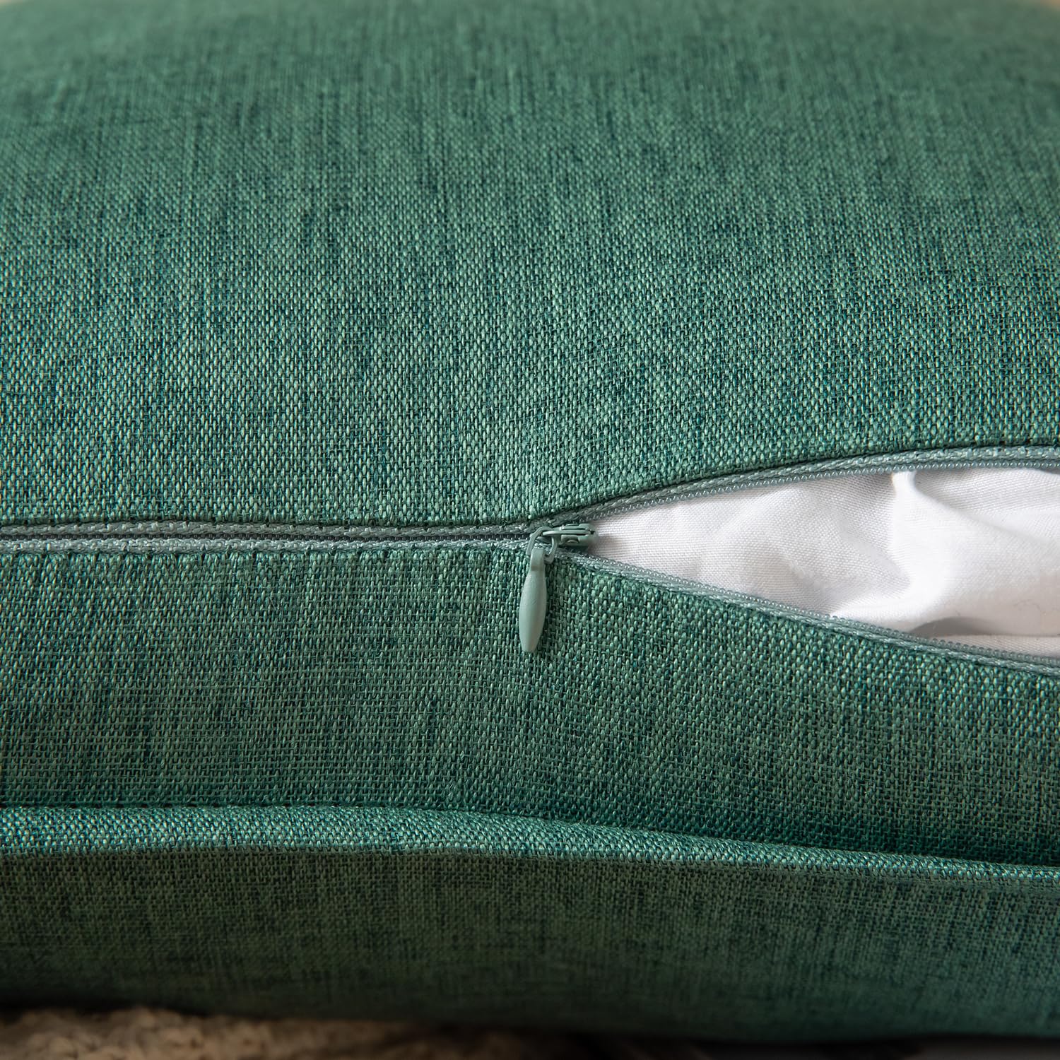 YAERTUN Pack of 2 Decorative Linen Soild Cushion Covers Farmhouse Neutral Throw Pillow Cases for Chair Couch Sofa Bedroom Living Room Home Decor 18 x 18 Inch 45x45 cm Green - Image 4