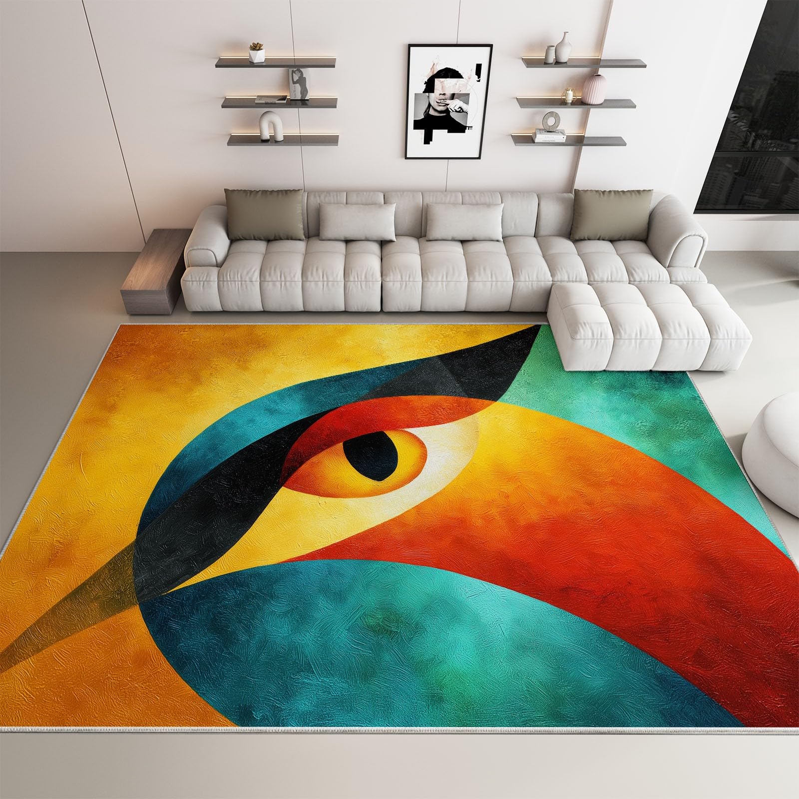 Tapis de chambre abstrait oiseau coloré pour égayer votre intérieur