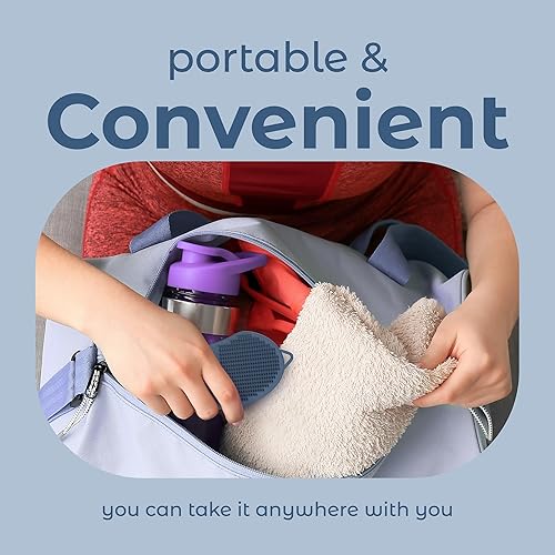 Miniatura 8 de MainBasics Exfoliante corporal de silicona profesional 2 en 1 para cuidado corporal, esponja de silicona y exfoliante corporal (azul oscuro, cuerpo