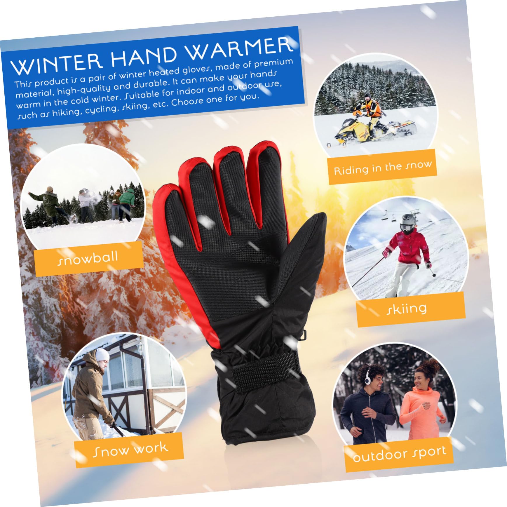 SUPVOX Guanti Riscaldati Guanti Da Ciclismo Impermeabili Berretto Da Mano Snow Ragazzi Impermeabili Caldi Drago Isolati Da Vela Wireless USB Termici In