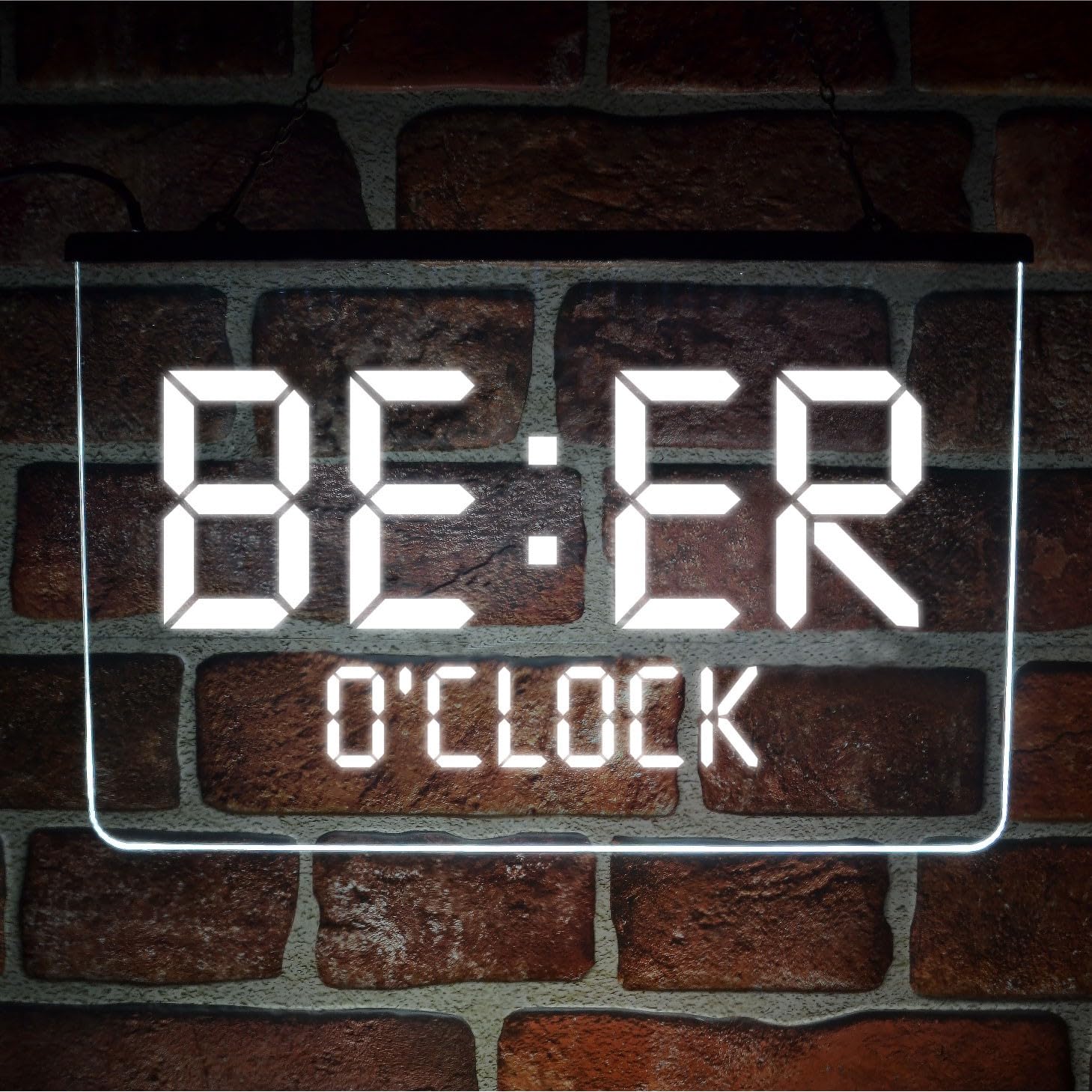 Home Bar Beer O'Clock LED Neon Sign – Multi-colour Party Light-Up Wall Display for Man Cave, Pub or Bedroom – USB Powered (White)