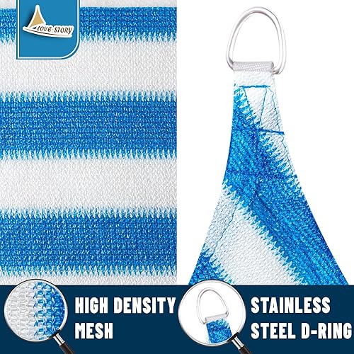 Miniatura 5 de LOVE STORY Parasol rectangular de 12 x 16 pies, para patio, con bloqueo UV, para jardín, patio, rayas azules y blancas