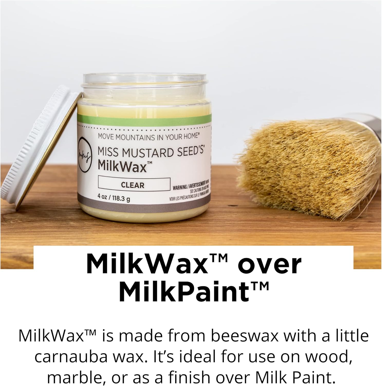 Miss Mustard Seed's MilkWax - Wax for Furniture, Wood, Cabinets, and Walls, Premium Quality, Low Odor (Grime Gray, 4 oz)