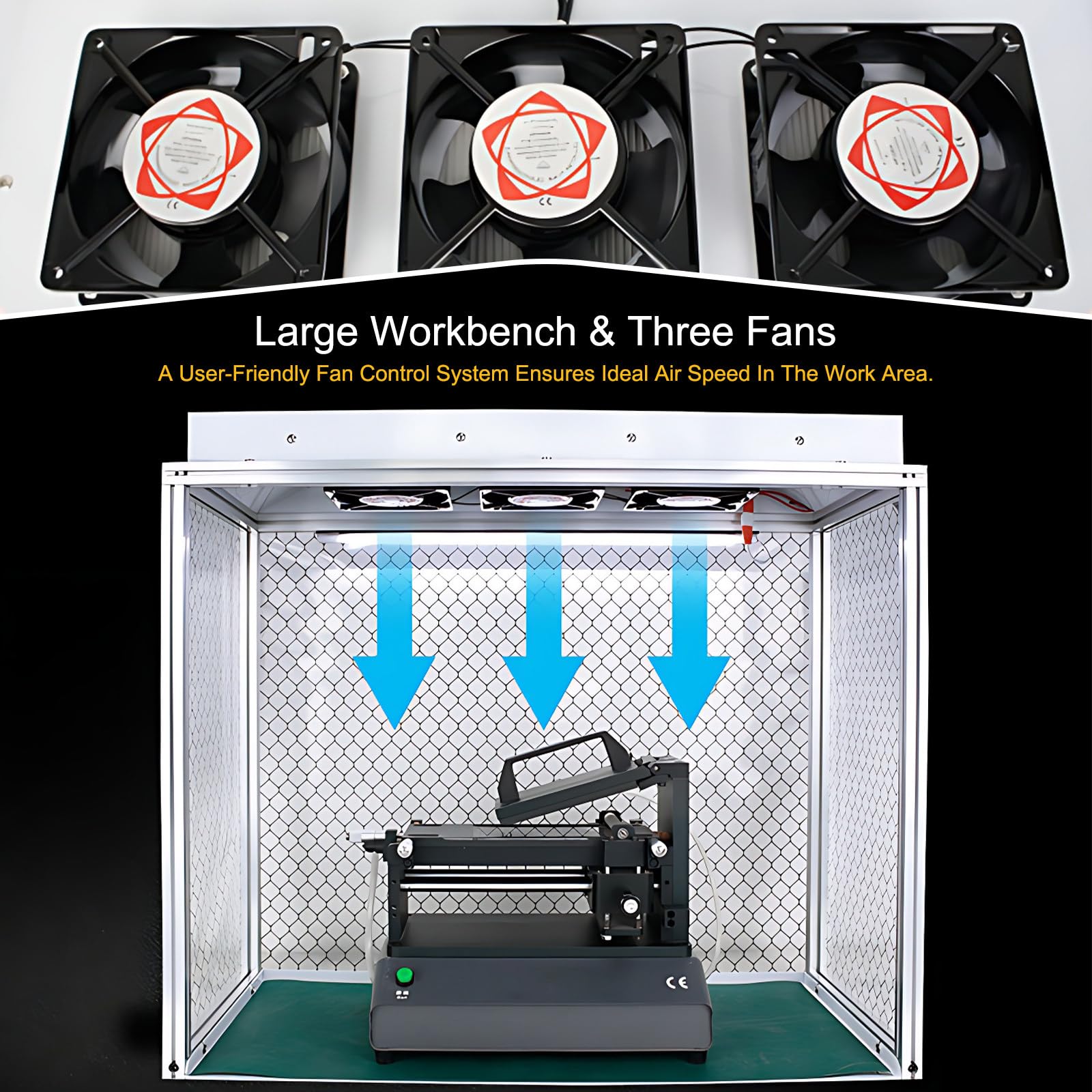 Cabina de Flujo Laminar Profesional & Banco de Aire Limpio, 62x31cm con Filtro HEPA para Trabajos de Precisión en Electrónica y Laboratorios
