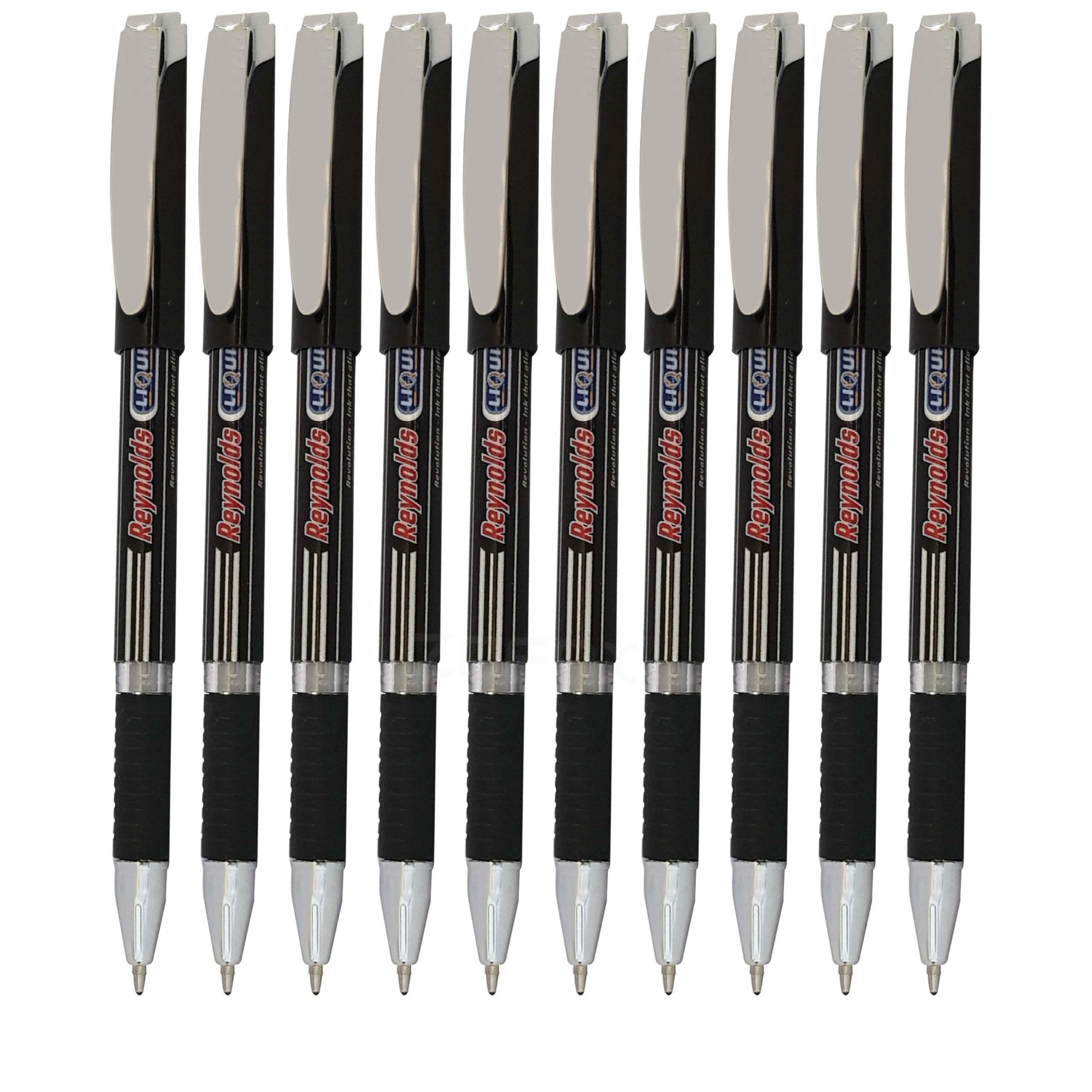 LIQUISOFT Ballpoint Pens, BLACK, Medium Point (1.0mm), Pack of 10, Smooth Ball Pens, Perfect for School Office Home Business Use, iZOFAX Black Ball Pen