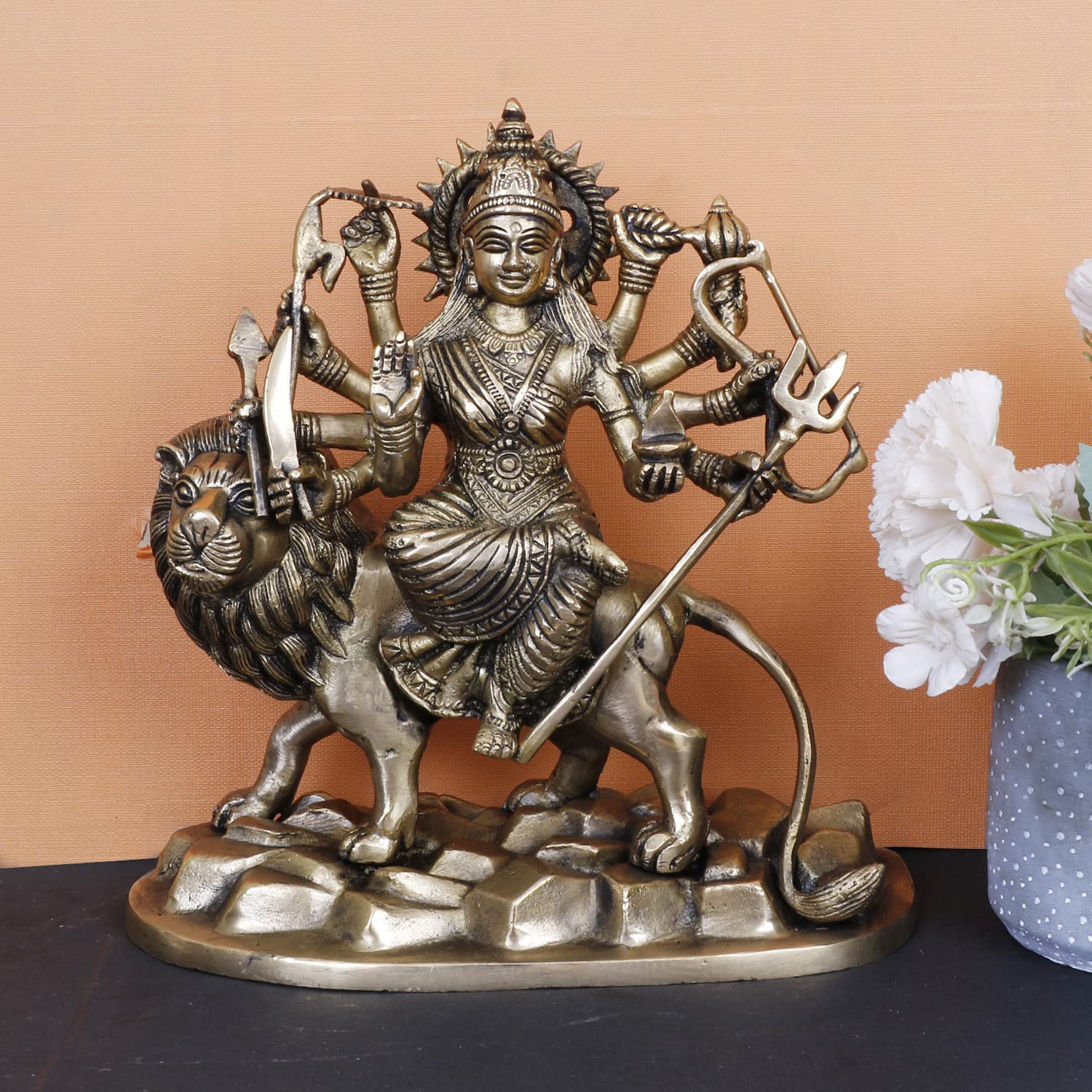 Artvarko Messing godin Maa Saraswati standbeeld zittend op zwaan Artvarko Messing godin Maa Saraswati standbeeld zittend op zwaan