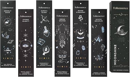 Miniatura 10 de Folkulture Varitas de incienso  Juego de 6 Insenses (120 palitos de insencia)  Néctar de miel, mangolia y Santal, pétalos de rosa e inscentajes de