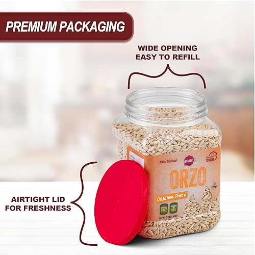 Miniatura 6 de Baron's Orzo Pasta Original  1 paquete de tarros Kosher de 21.16 onzas  Orzo natural israelí en forma de arroz para sopas, guisos y ensaladas