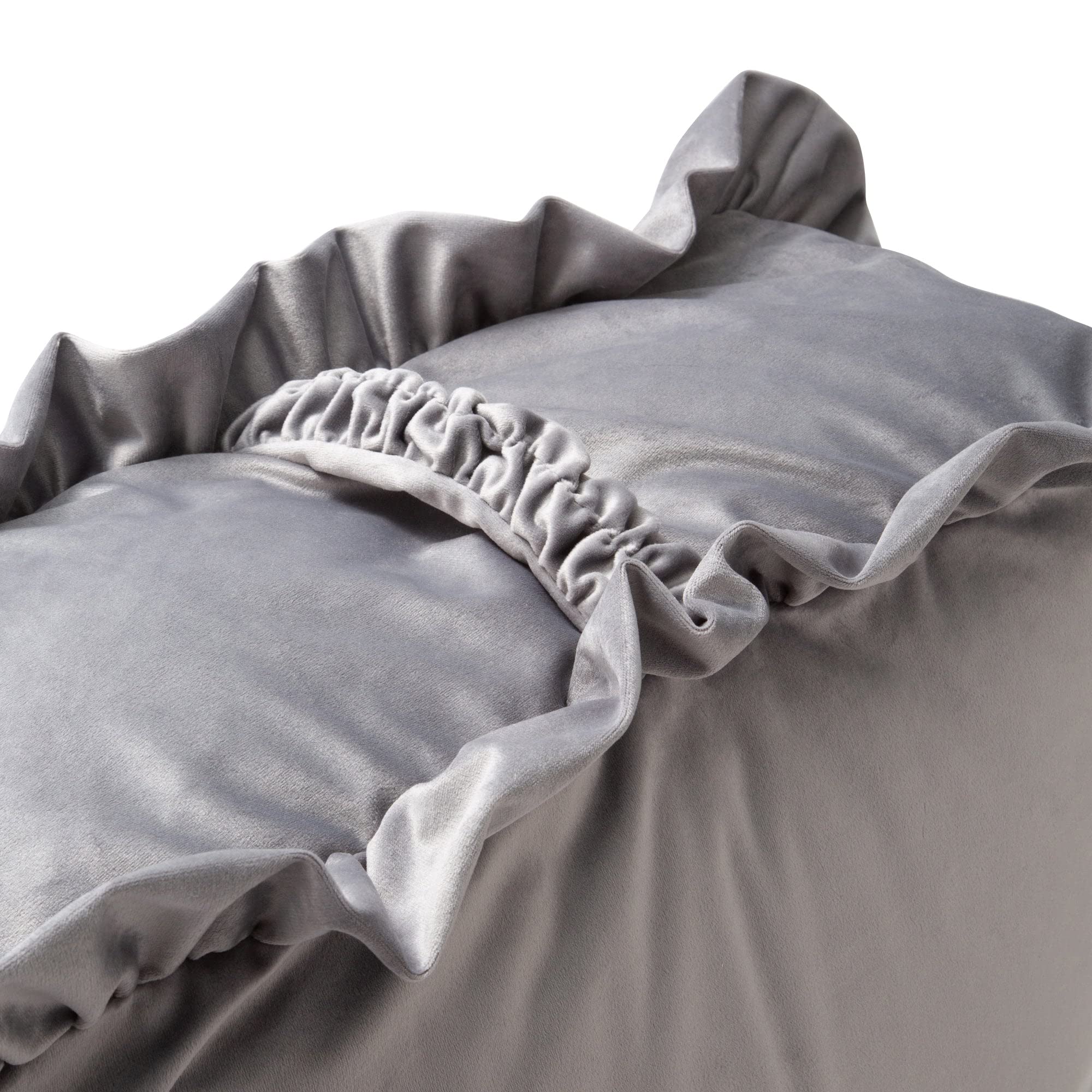 Francfranc Cushion Comforter Storage Case - Light Gray, Washable, Double Zipper, Ruffled Velvet Design