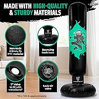 Vista 8 de THB Punching Bag for Kids - Inflatable Punching Bag with Boxing Gloves for Kids Age 3-8, 63” Ninja Boxing Bag with Electric Air Pump to Practice