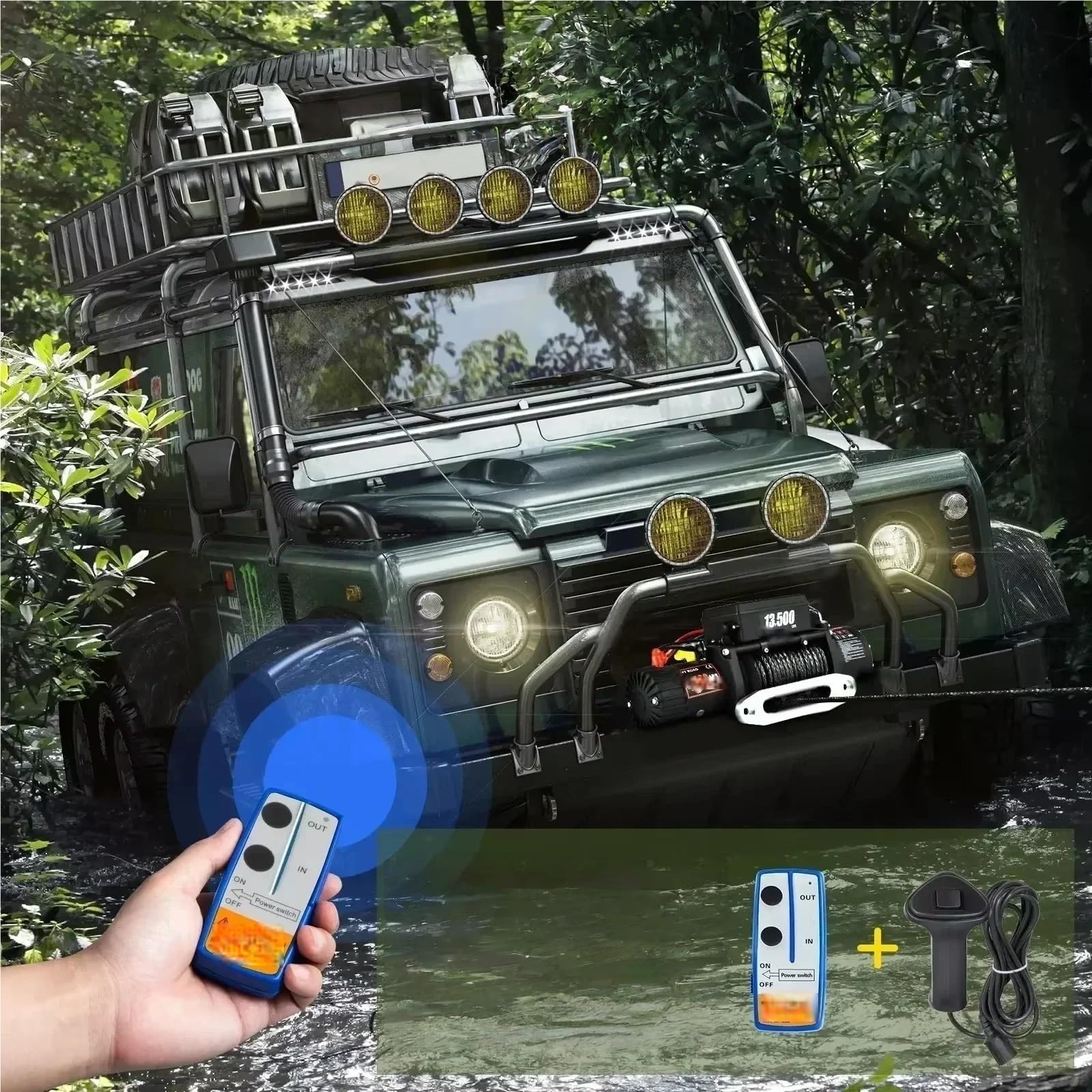 Wciągnik łańcuchowy Wciągarka Elektryczna 13500LB 12V Z Kabestanem Lina Syntetyczna Ze Stopu 92 27M Pasująca Do Podnośnika Samochodowego/ATV/przyczepy Łodzi 4x4